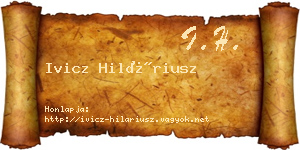 Ivicz Hiláriusz névjegykártya
